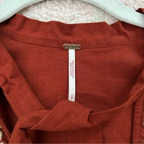 Free People Dreaming About You Baby Doll Blouse Embroidered Boho Size Small - Picture 7 of 13